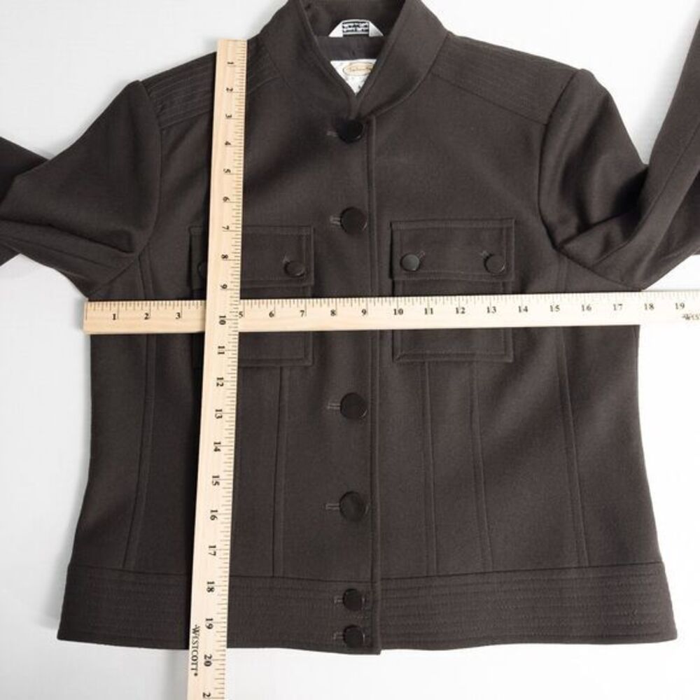 Talbots Italian Wool Blend Military Style Jacket Womens Petite 4 Chocolate Brown - Picture 4 of 16
